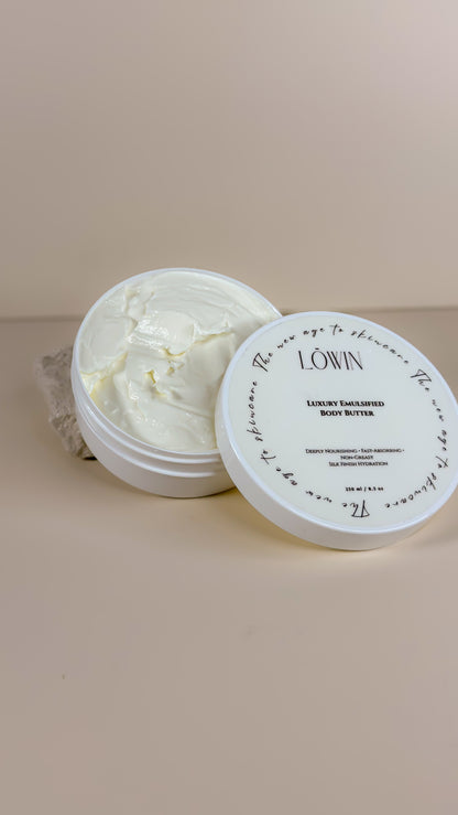 Luxury Emulsified Body Butter for Dry Skin – Deep Hydration with Squalane, Shea, Cocoa & Mango Butter