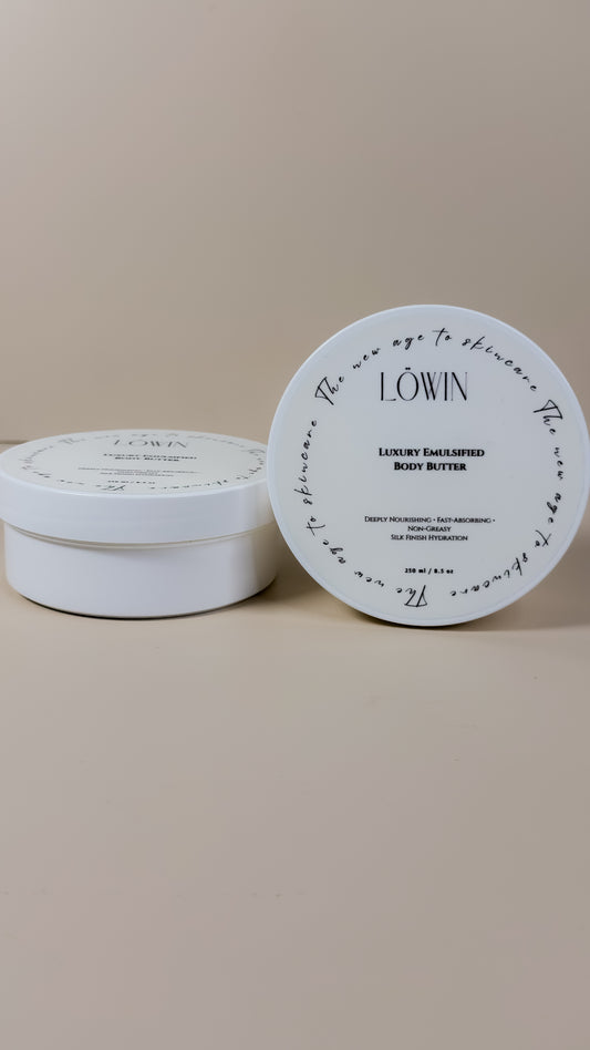 Luxury Emulsified Body Butter for Dry Skin – Deep Hydration with Squalane, Shea, Cocoa & Mango Butter